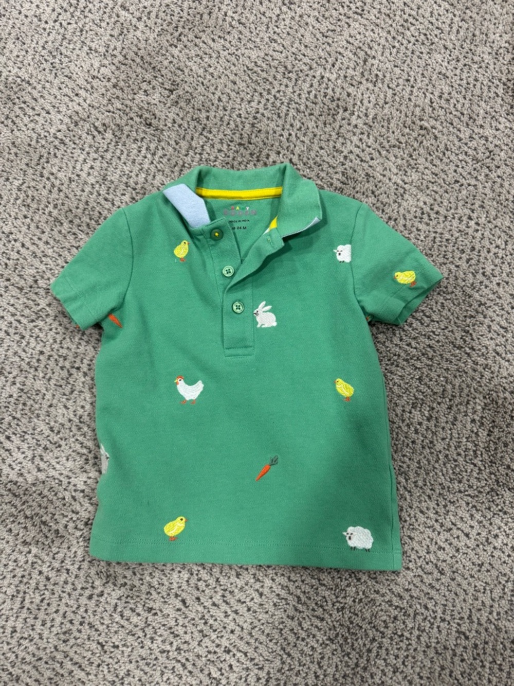Mini Boden Green Polo with Farm Animal Embroidery